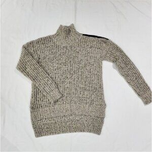 Dynamite Marled Grey Knit Turtleneck Sweater Wool Blend Zip Shoulder XS